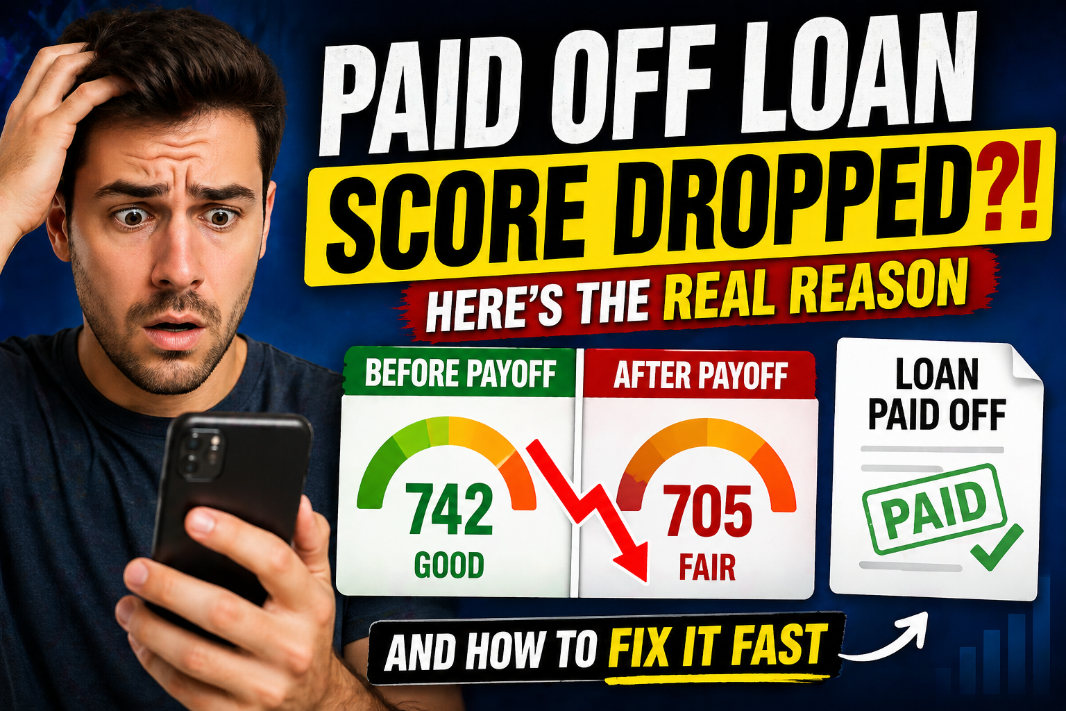 Credit Score Dropped after paying off loan image