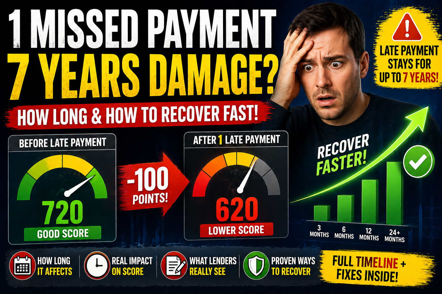 How Long late payment affects credit score