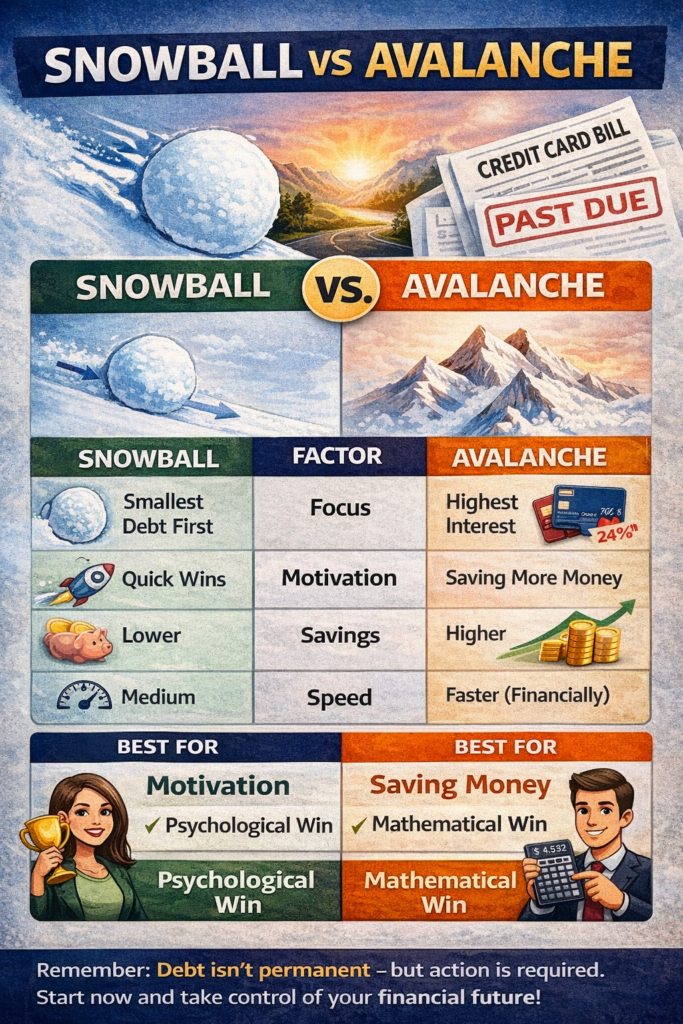 How to get out of debt fast - Snowball vs avalanche method comparison