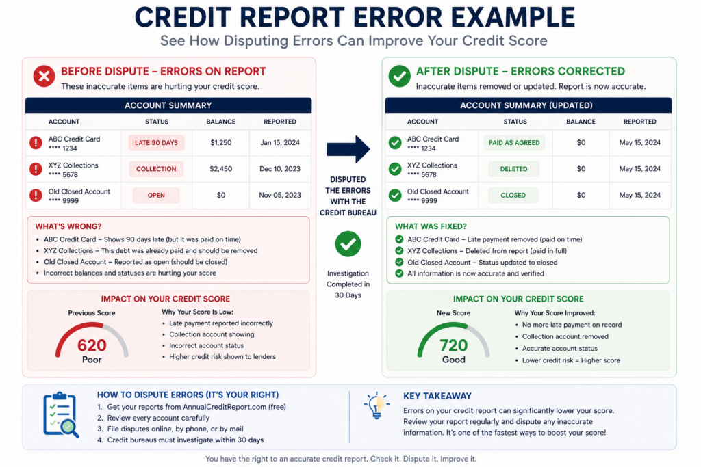 Credit Score Not Improving: Sample credit report error correction