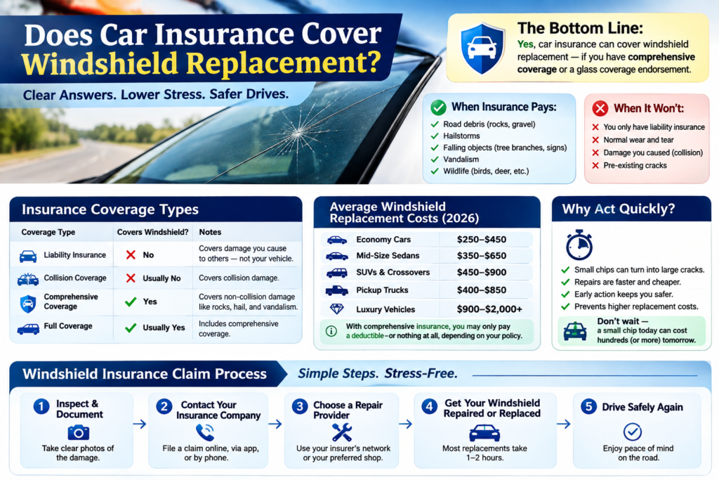 Does car Insurance Cover Windshield Replacement: Learn when windshield replacement is covered by car insurance, how deductibles work, and the steps to file a successful insurance claim.
