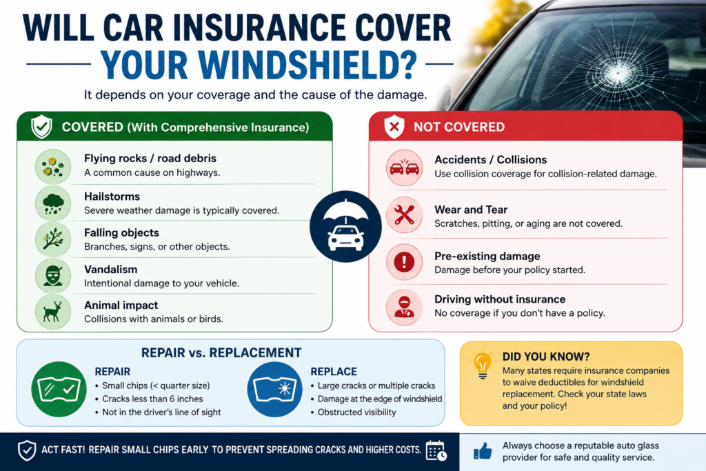 Understanding what is and isn't covered under your auto insurance policy can help you avoid unexpected windshield replacement costs.