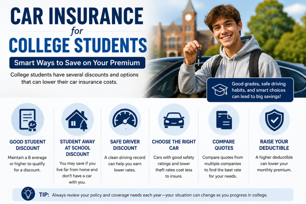 Car insurance discounts and money-saving tips for college students