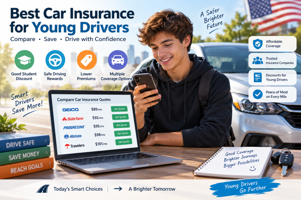 Best car insurance for young drivers comparing affordable coverage and discounts in the USA