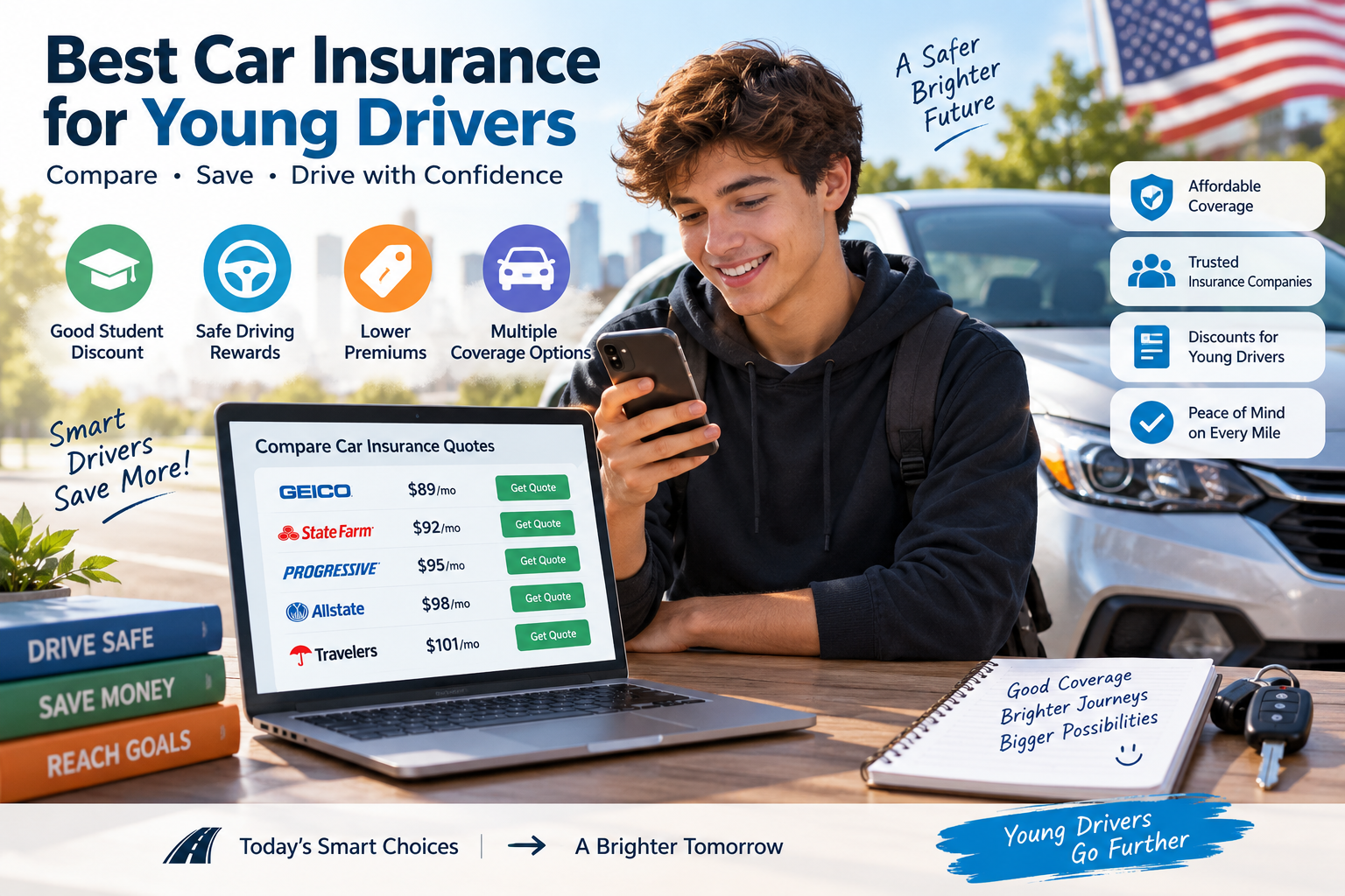 Best car insurance for young drivers comparing affordable coverage and discounts in the USA