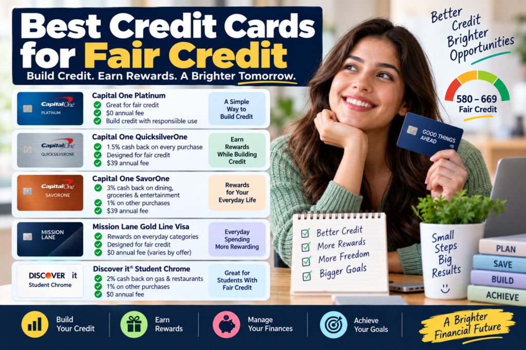 Best credit cards for fair credit comparing cash back and credit-building options in the USA