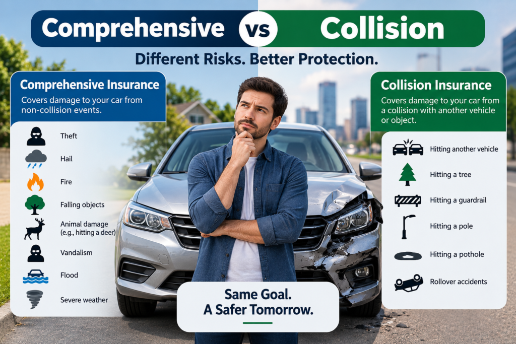Comprehensive vs collision insurance explained for U.S. drivers