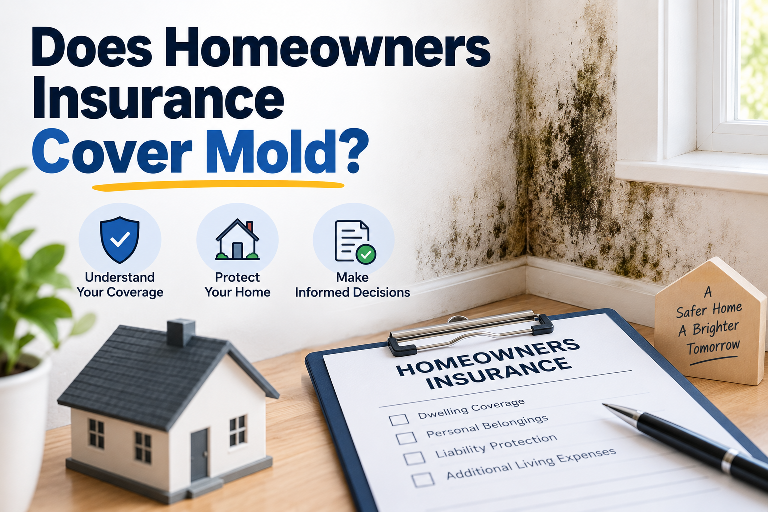 Does homeowners insurance cover mold showing mold damage, water leaks, insurance coverage, and home protection in the United States.