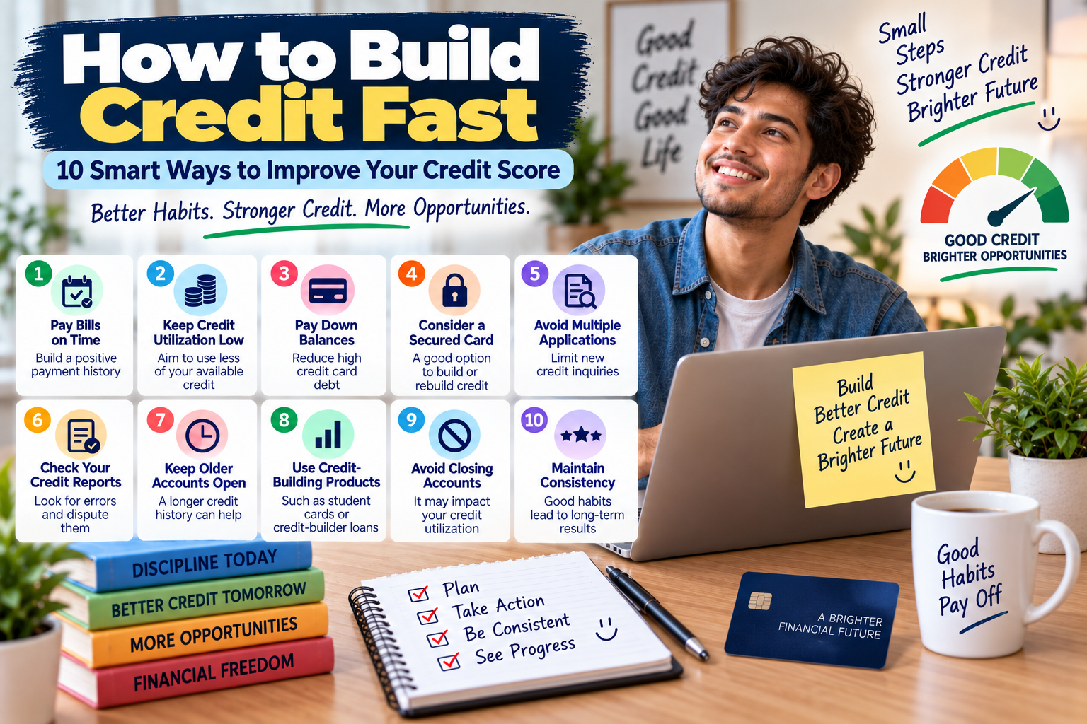 How to build credit fast with 10 smart ways to improve credit score, including timely payments, low utilization, secured cards, and credit monitoring in the USA.