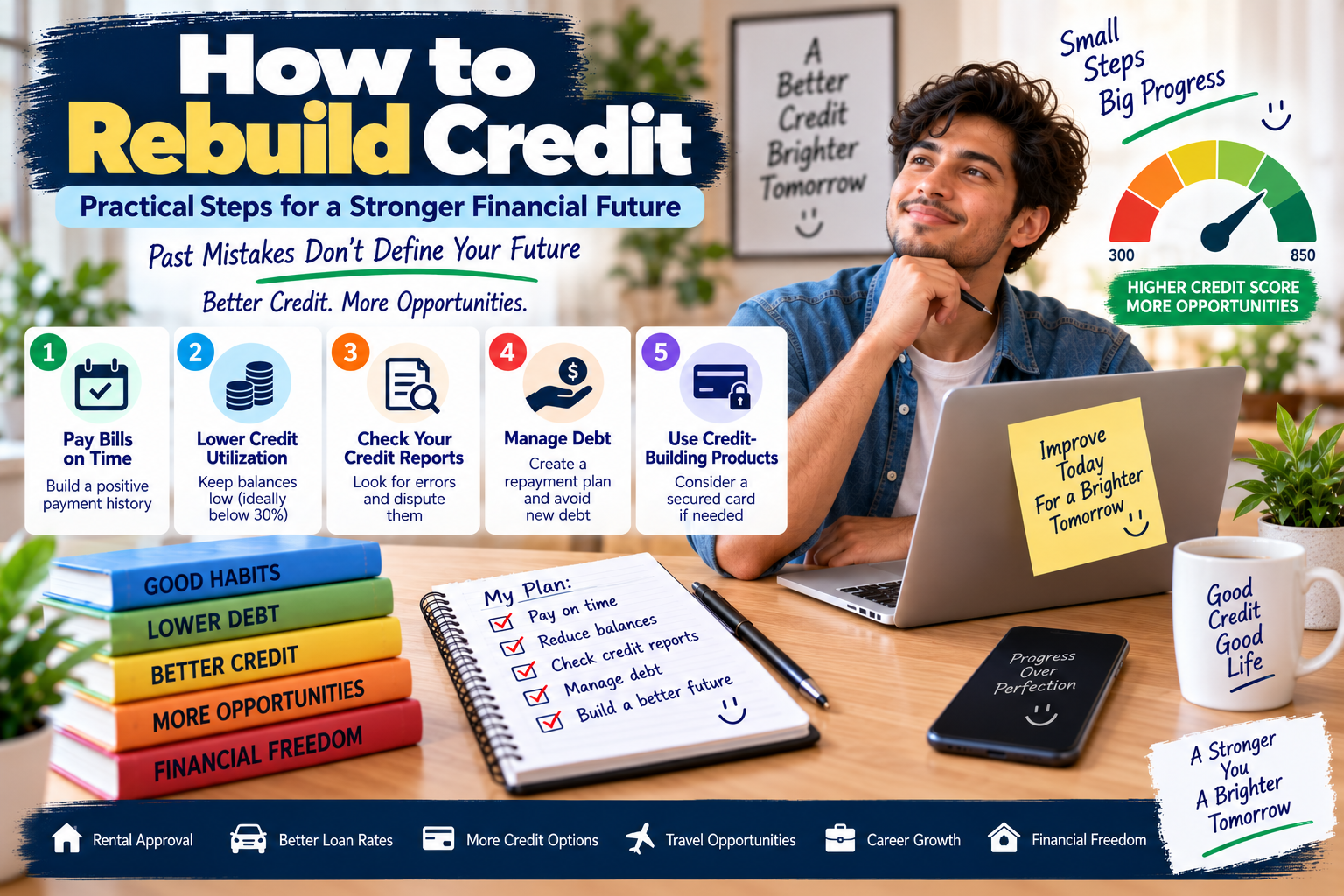 How to rebuild credit with practical strategies for timely payments, lower credit utilization, debt management, and credit report monitoring in the USA.
