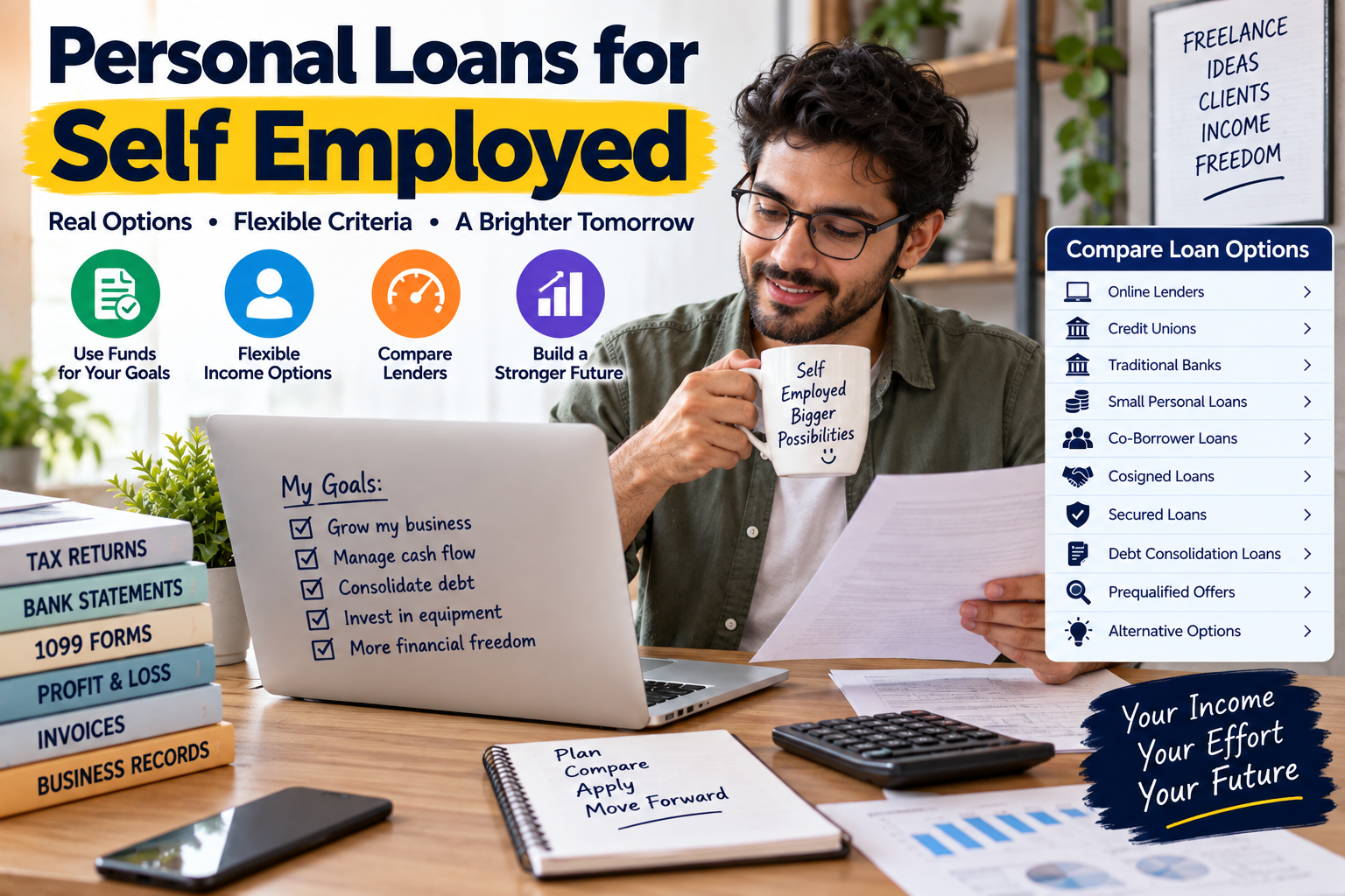 Personal loans for self employed borrowers comparing loan options and income verification requirements in the USA