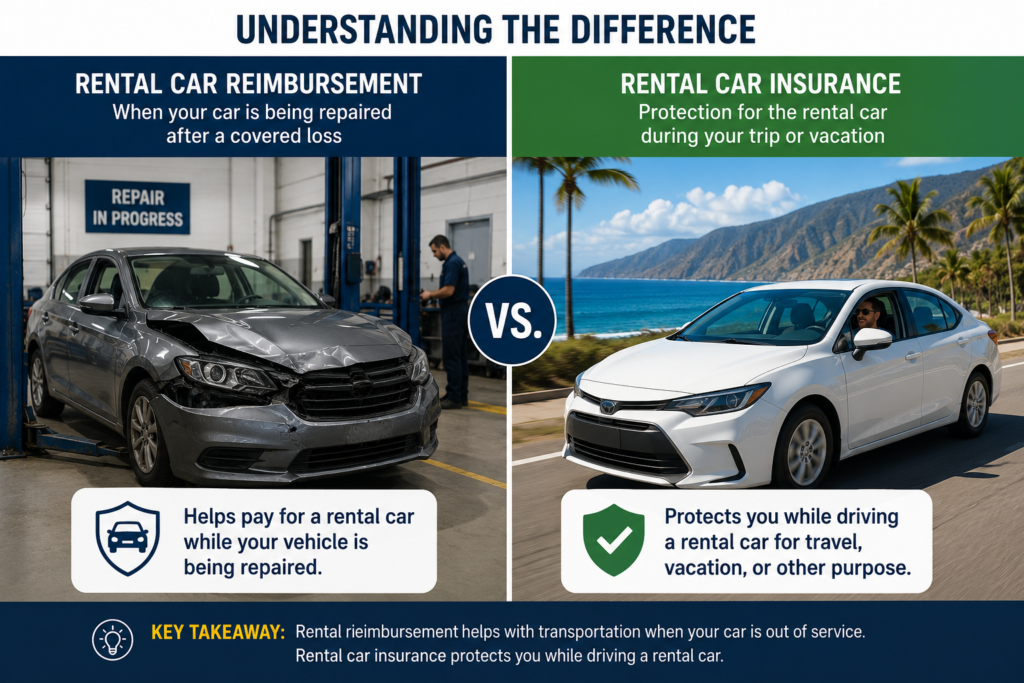Rental car reimbursement coverage vs rental car insurance